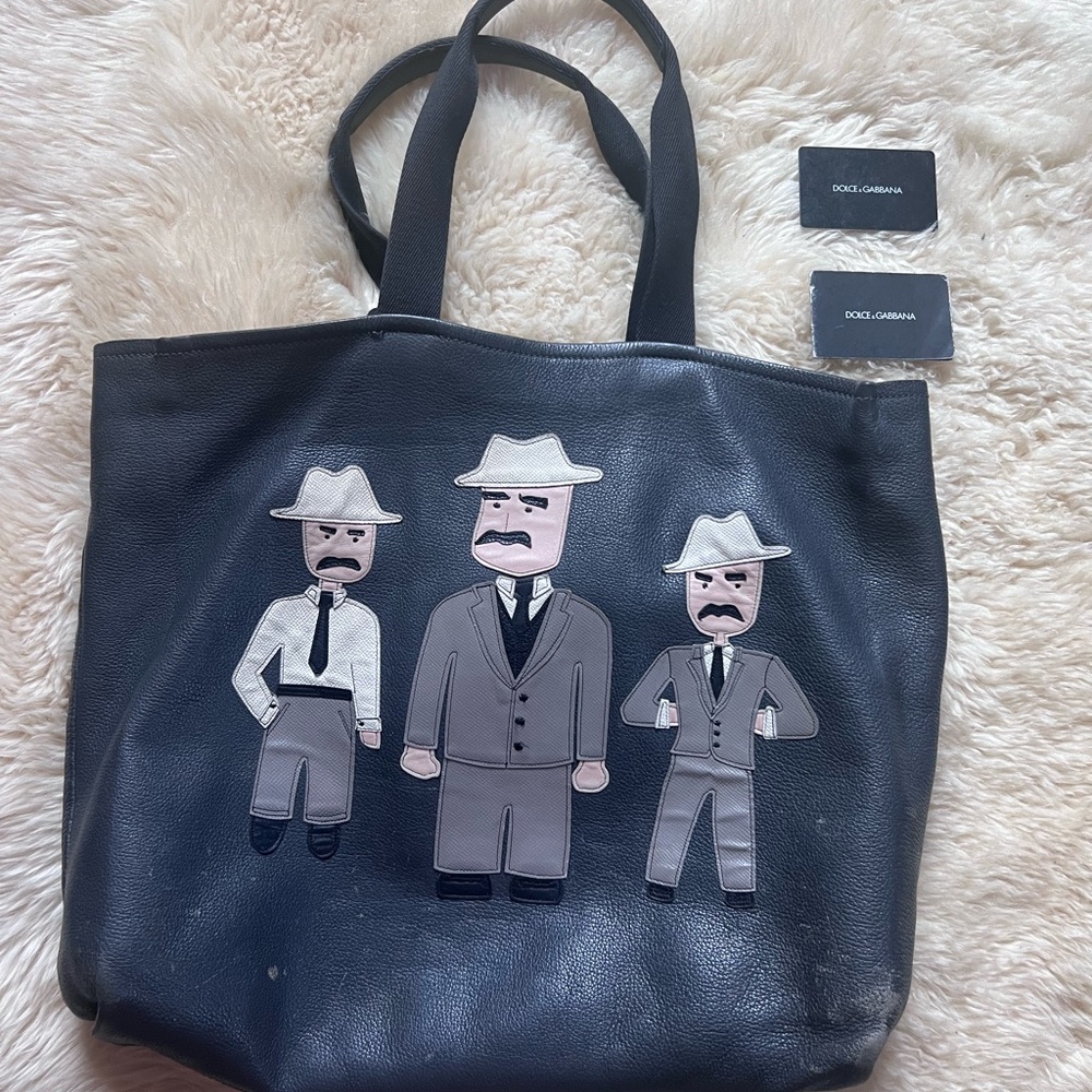 Dolce & Gabbana Black Tote with Cartoon Figures